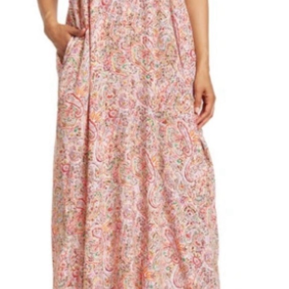 Lovestitch Printed Gauze Maxi Dress- Natural Coral -S - Picture 4 of 7